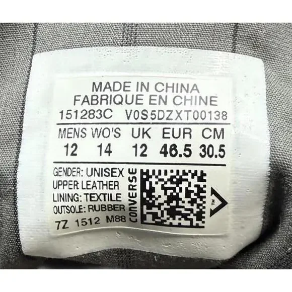 Converse x Varvatos Chuck Taylor Hi 151283C US12 Grey w/ Zip - Picture 9 of 9